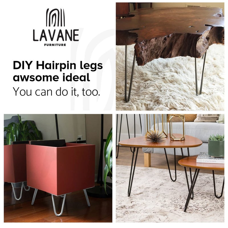 La Vane 6 inch Hairpin Table Legs (4-Pack), 15cm Mid-Century Modern Metal Furniture Legs for Coffee Table, Desk, Cabinet, TV Stand, Bench - with Screws & Floor Protectors - Image 3